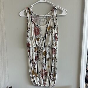 Latched Mama XS Floral Stripe Nursing Tank Top  Pink Yellow Black Sleeveless